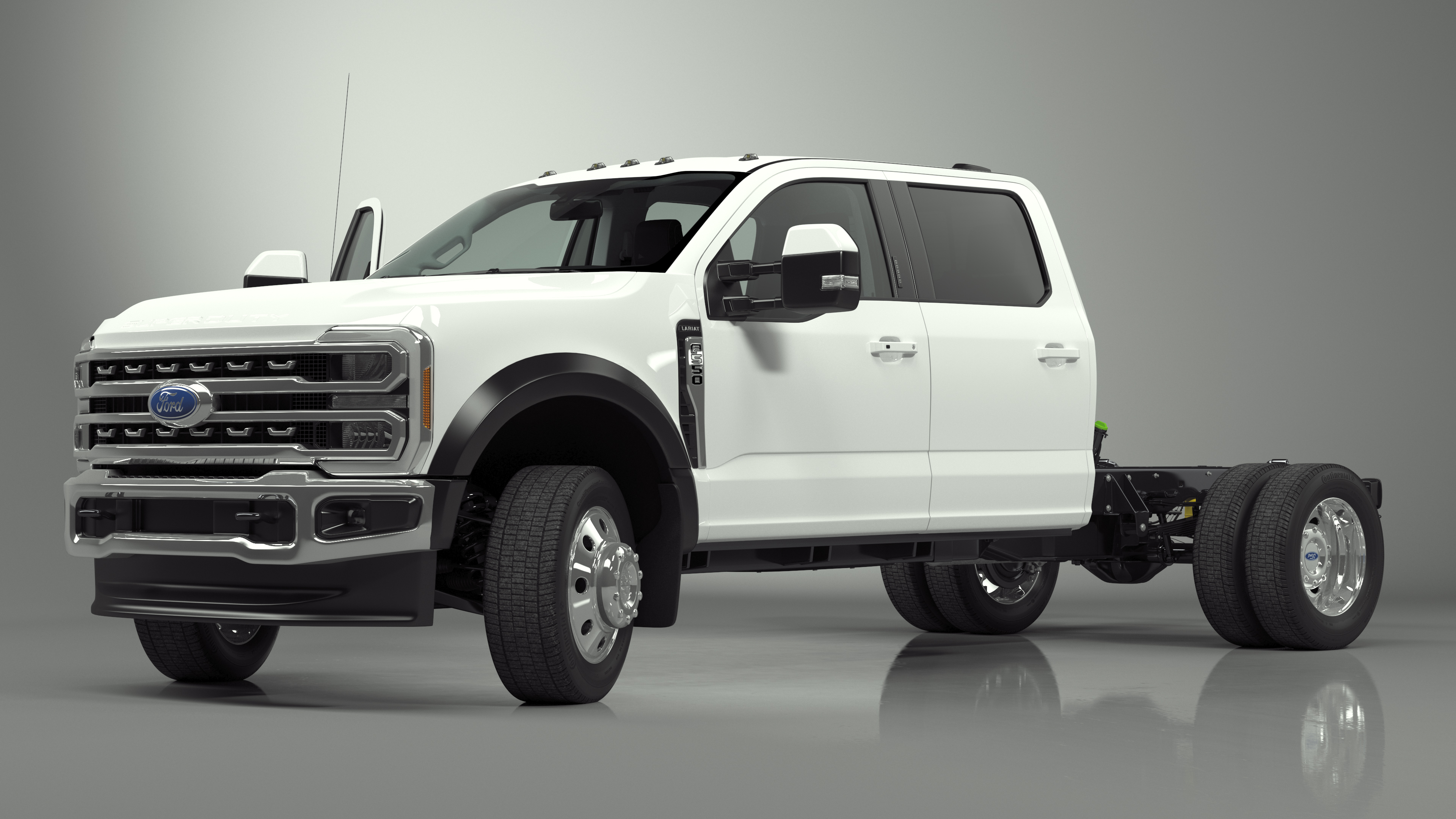 Ford Super Duty F-550 2023 Bare Chassis White Rigged 3D