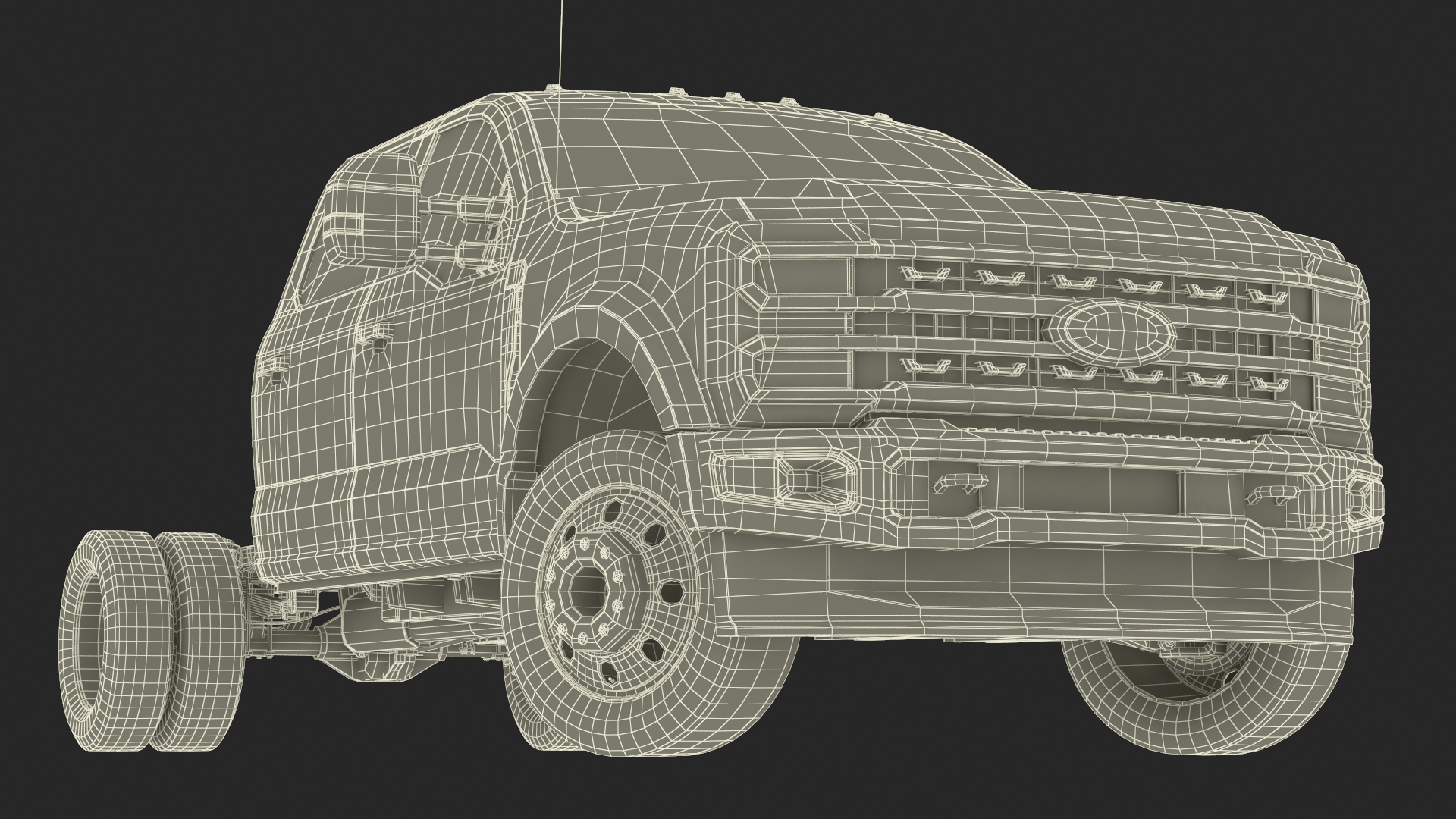 Ford Super Duty F-550 2023 Bare Chassis White Rigged 3D