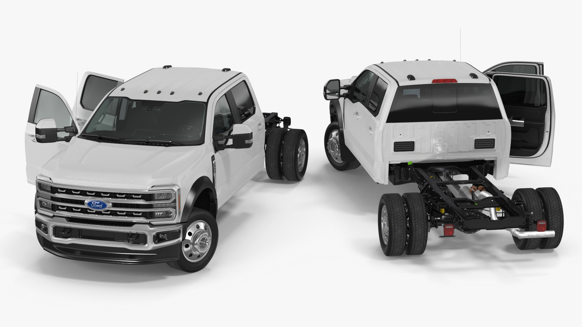 Ford Super Duty F-550 2023 Bare Chassis White Rigged 3D