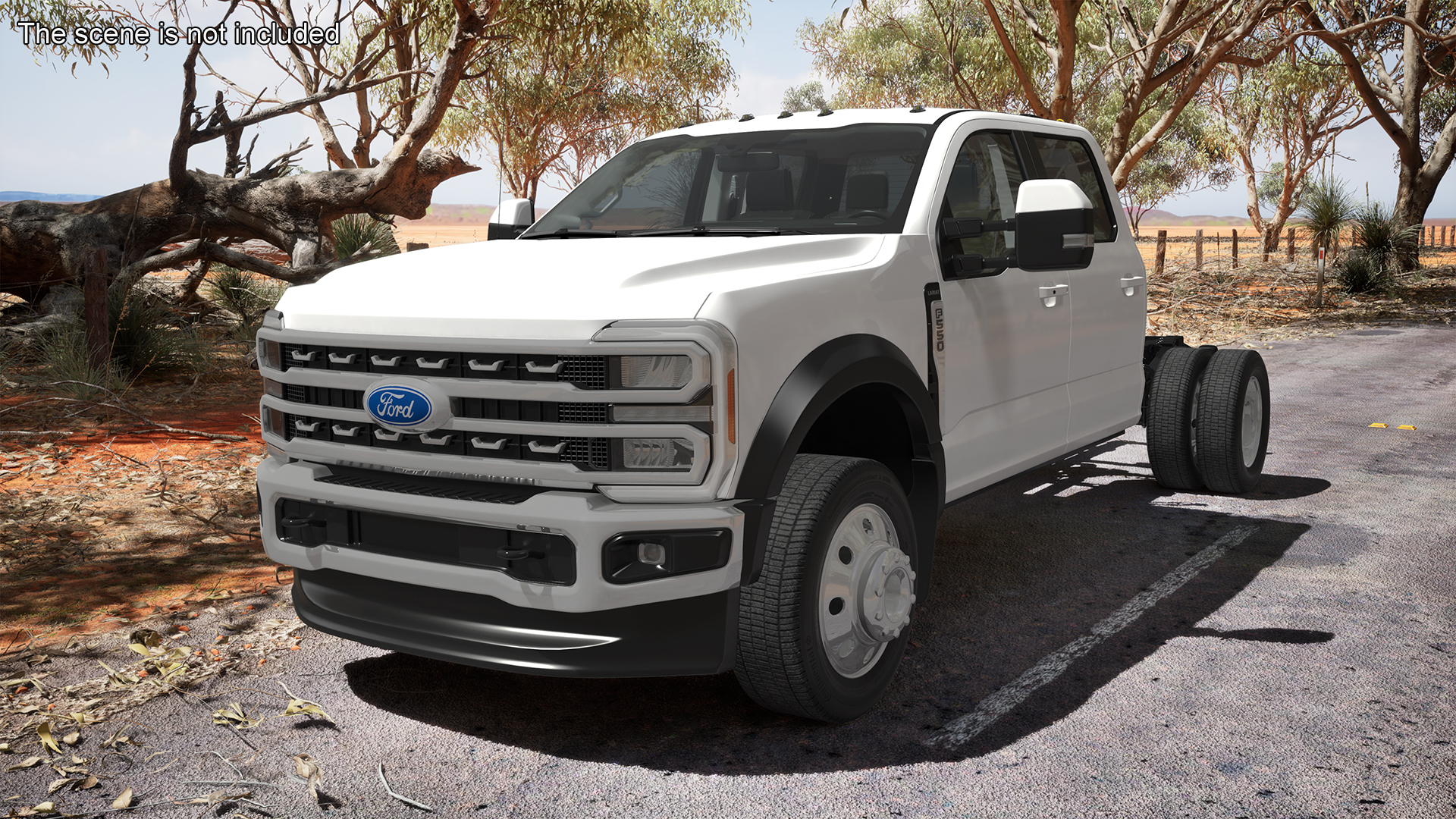 Ford Super Duty F-550 2023 Bare Chassis White Rigged 3D