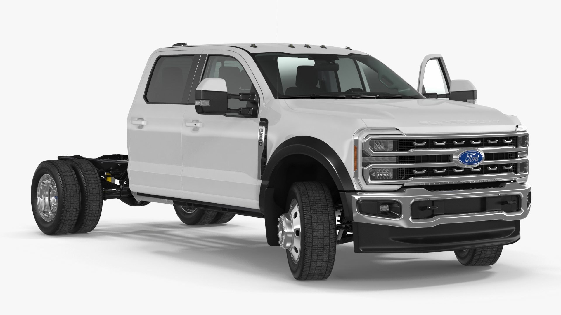 Ford Super Duty F-550 2023 Bare Chassis White Rigged 3D