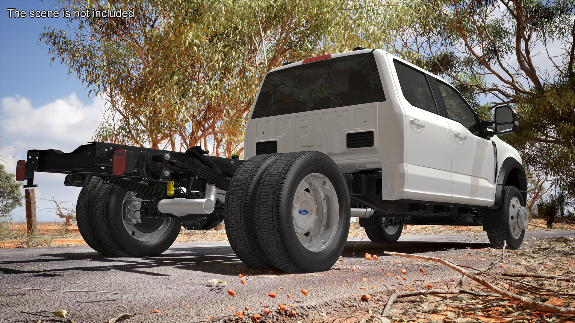 Ford Super Duty F-550 2023 Bare Chassis White Rigged 3D