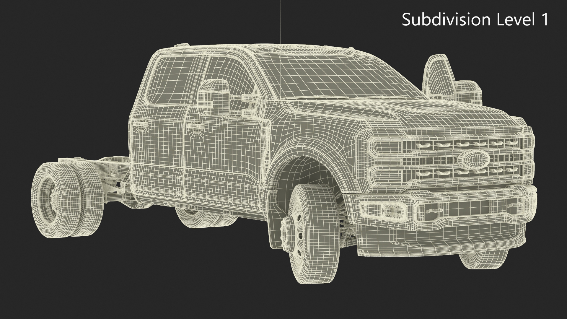 Ford Super Duty F-550 2023 Bare Chassis White Rigged 3D