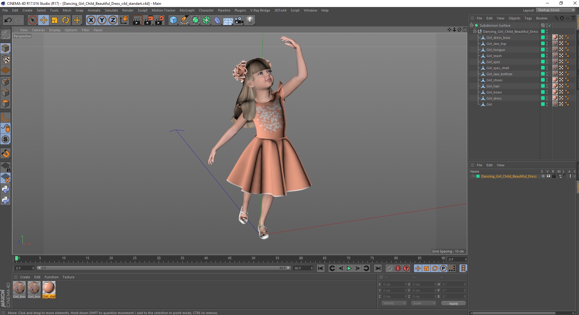 Dancing Girl Child Beautiful Dress 3D model