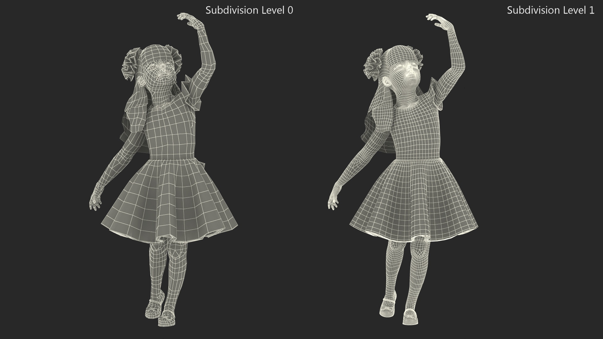 Dancing Girl Child Beautiful Dress 3D model
