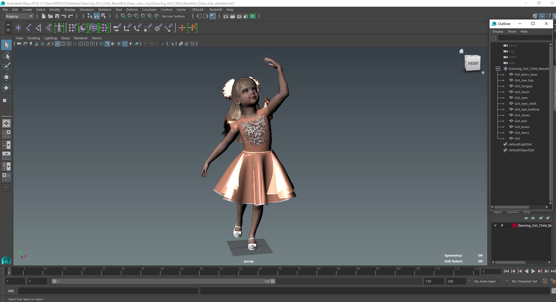 Dancing Girl Child Beautiful Dress 3D model