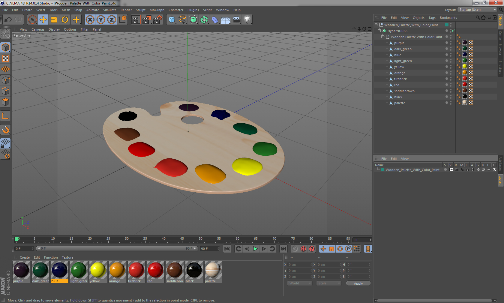 3D Wooden Palette With Color Paint