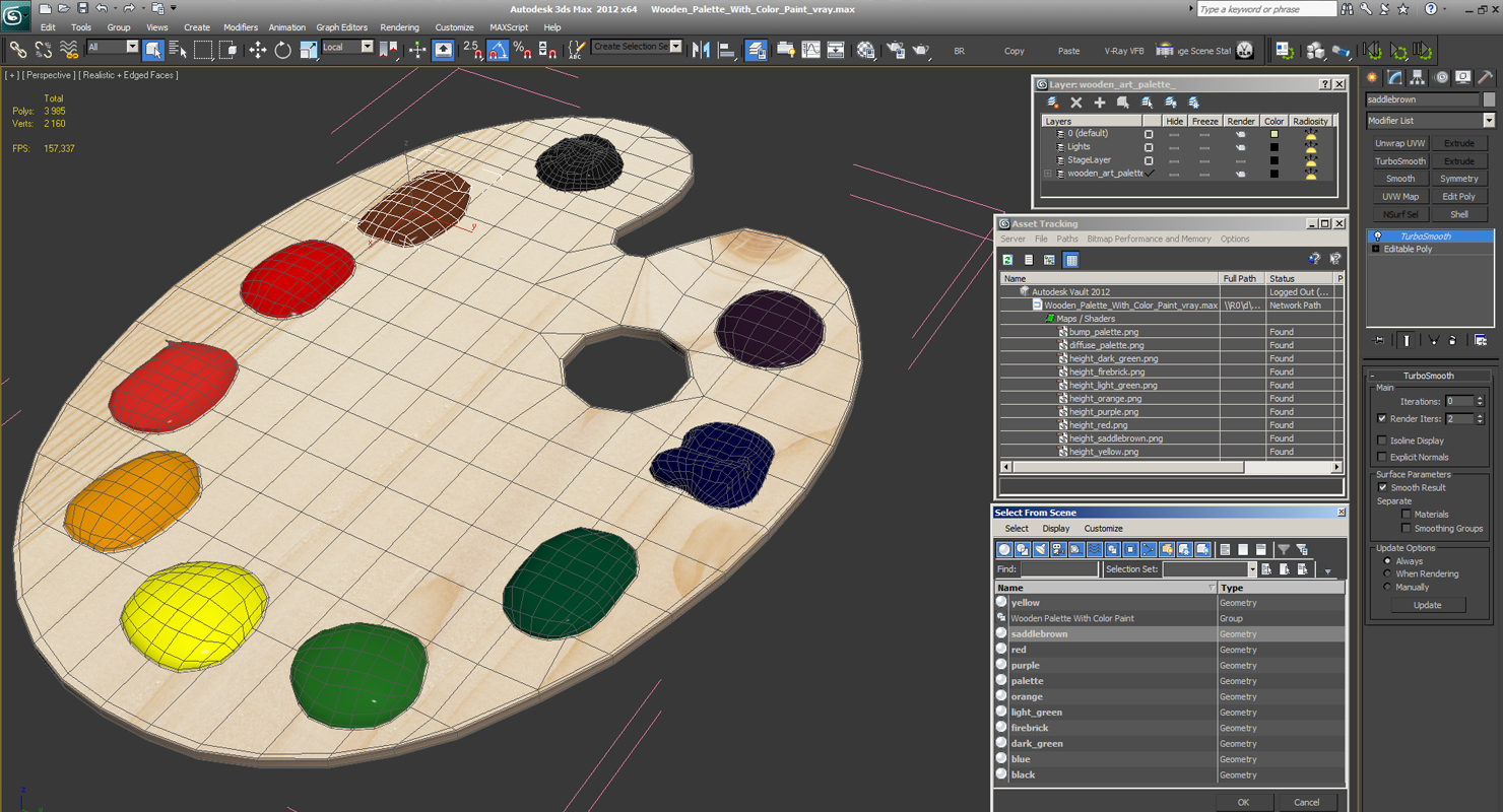 3D Wooden Palette With Color Paint