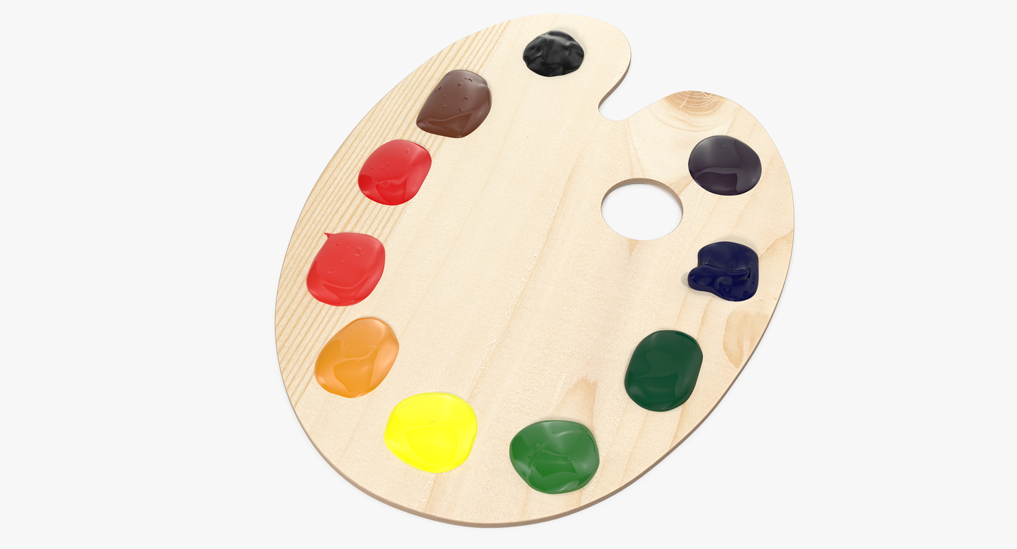 3D Wooden Palette With Color Paint