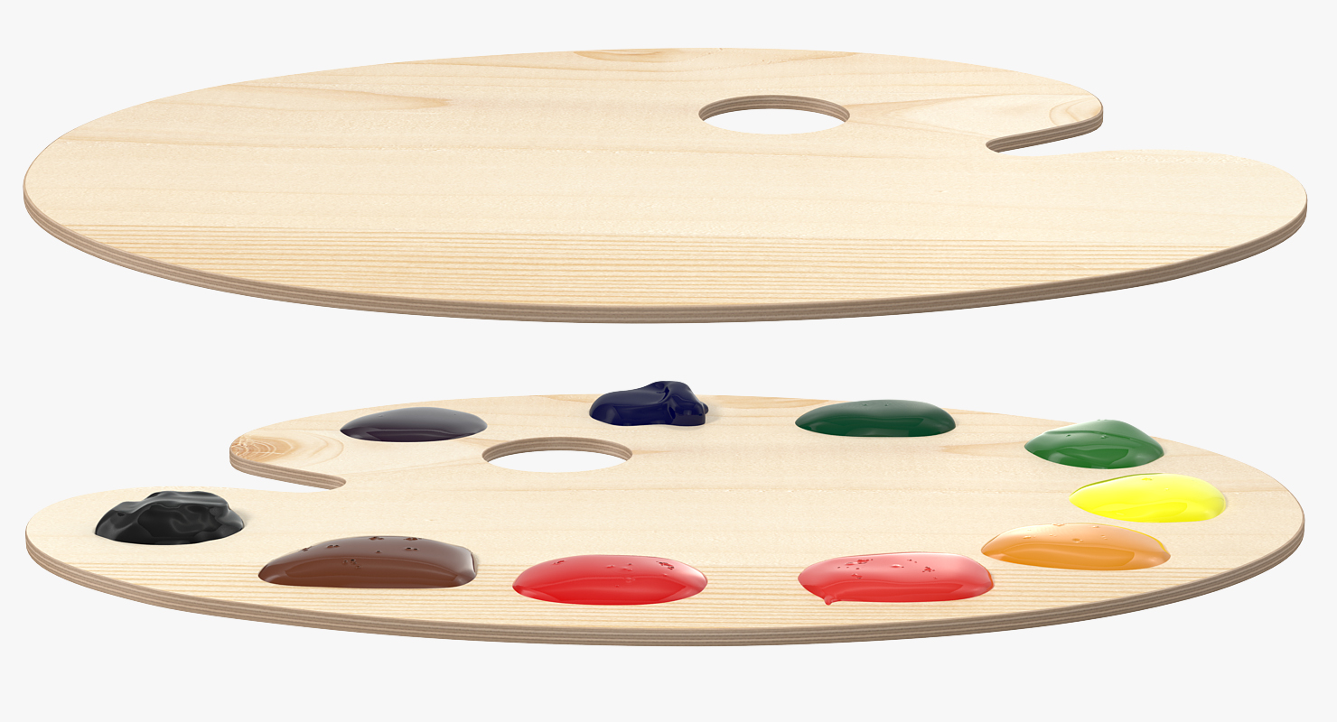 3D Wooden Palette With Color Paint