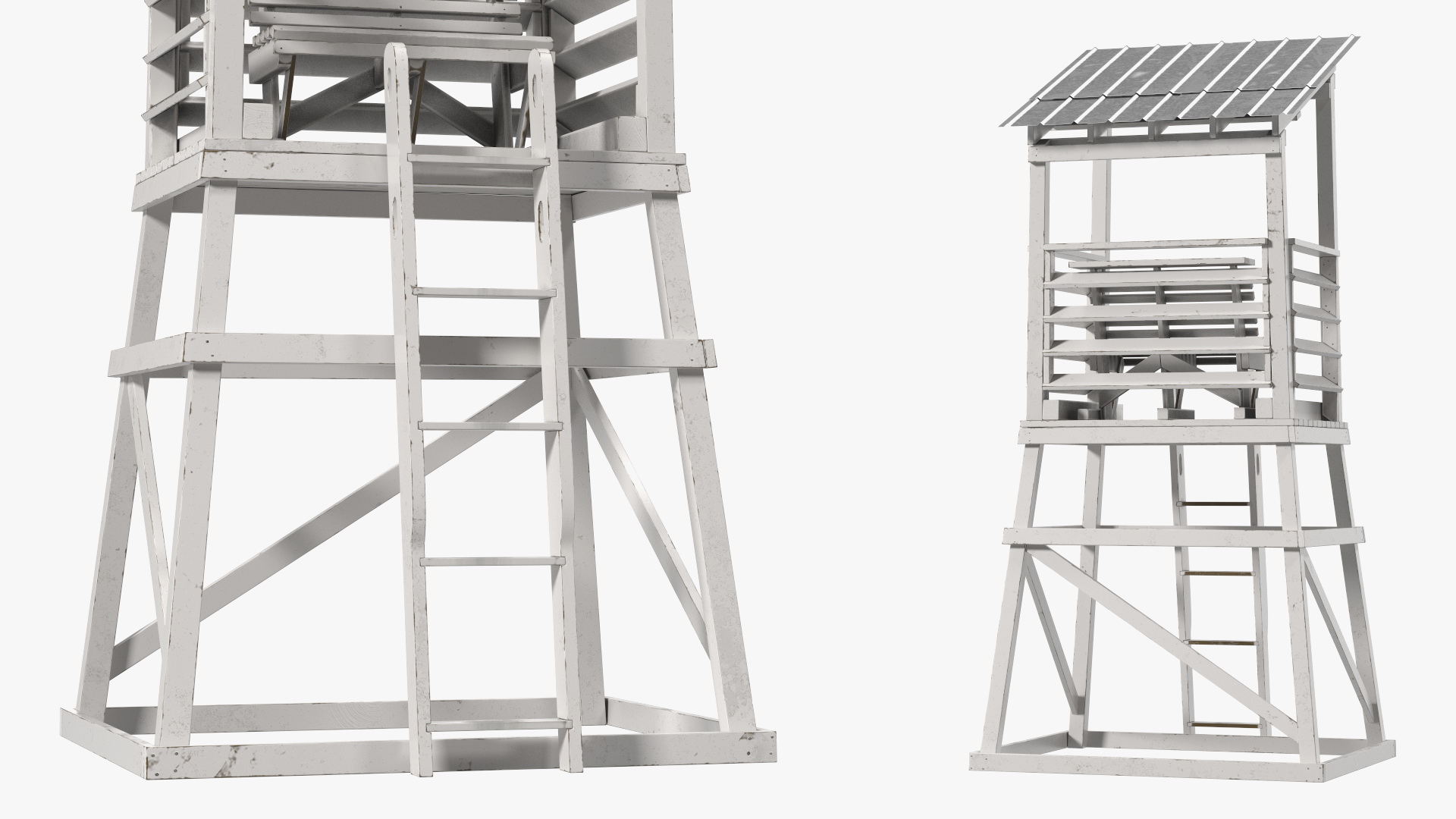 3D model Small Wooden Lifeguard Station White New
