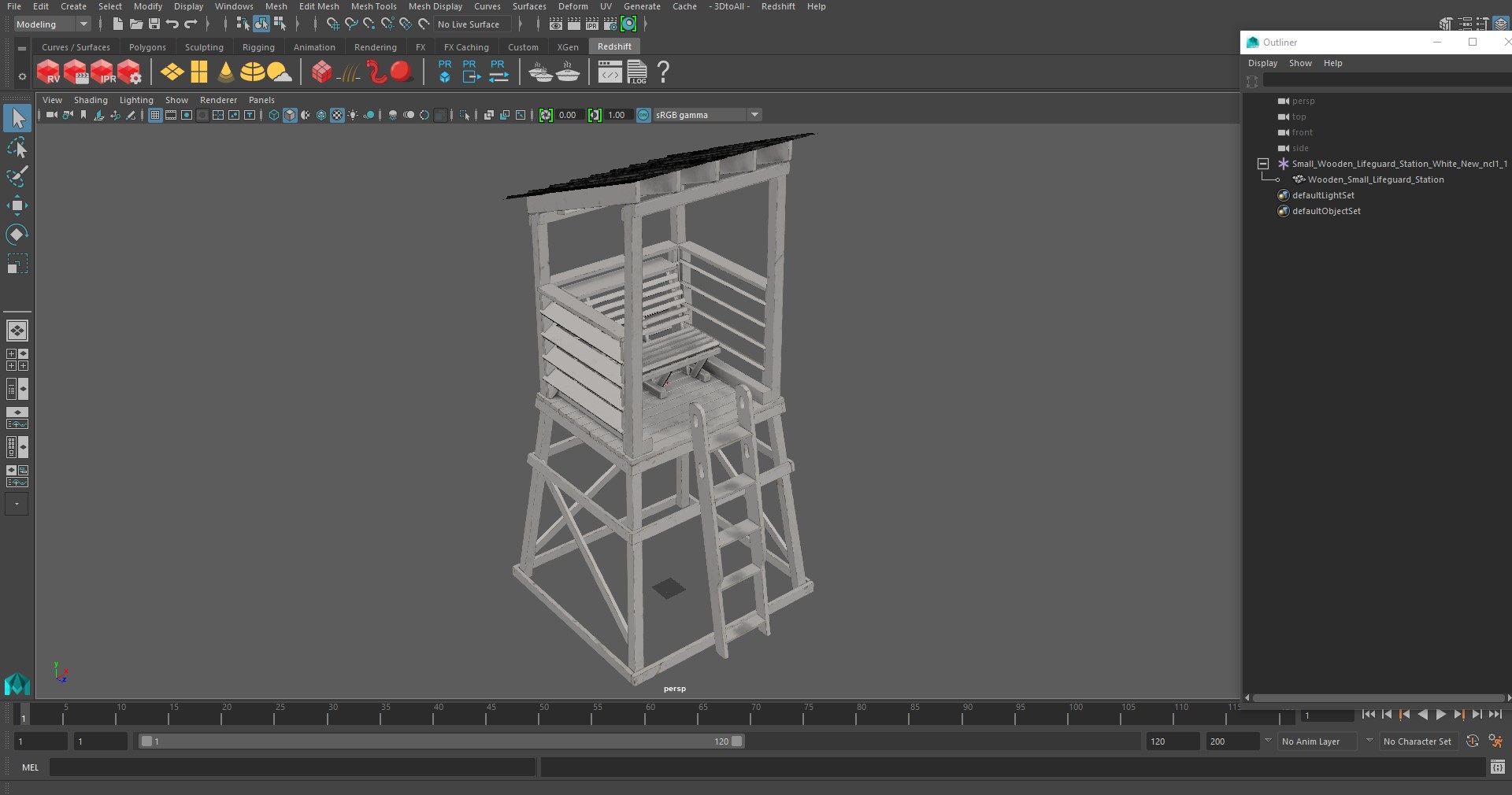 3D model Small Wooden Lifeguard Station White New