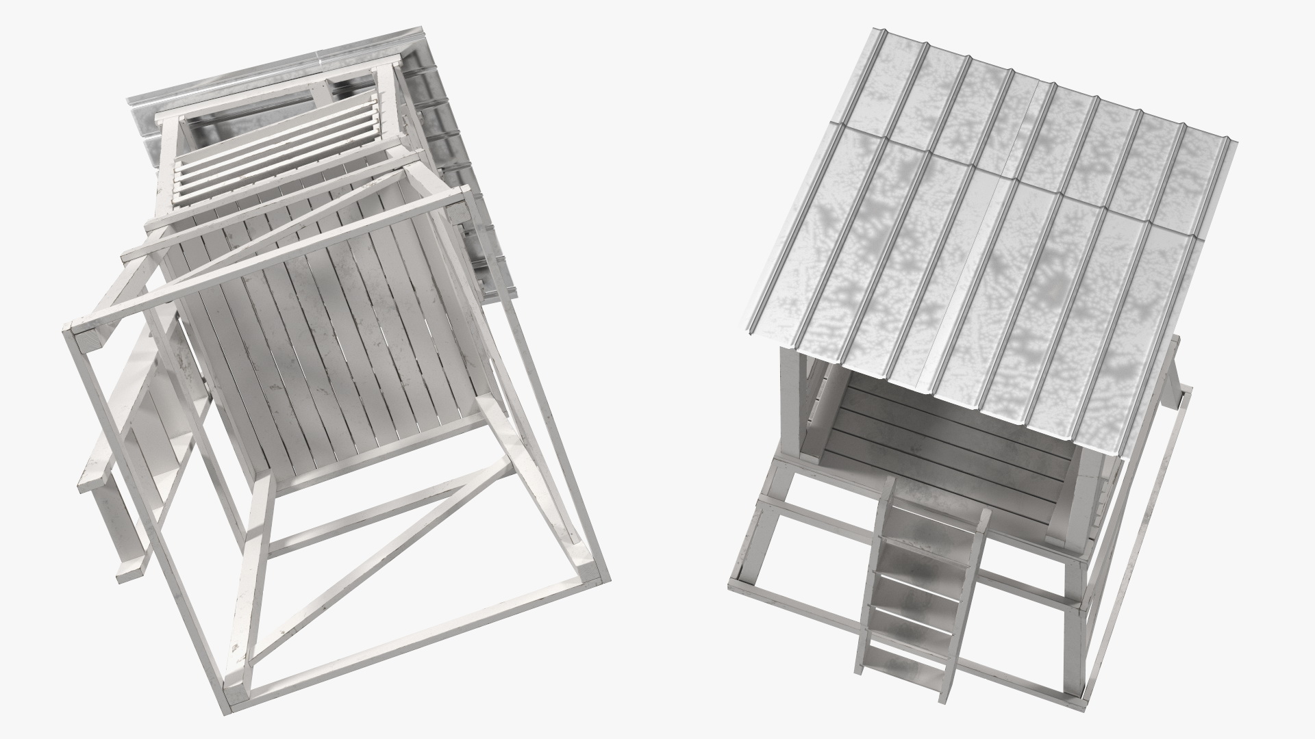3D model Small Wooden Lifeguard Station White New