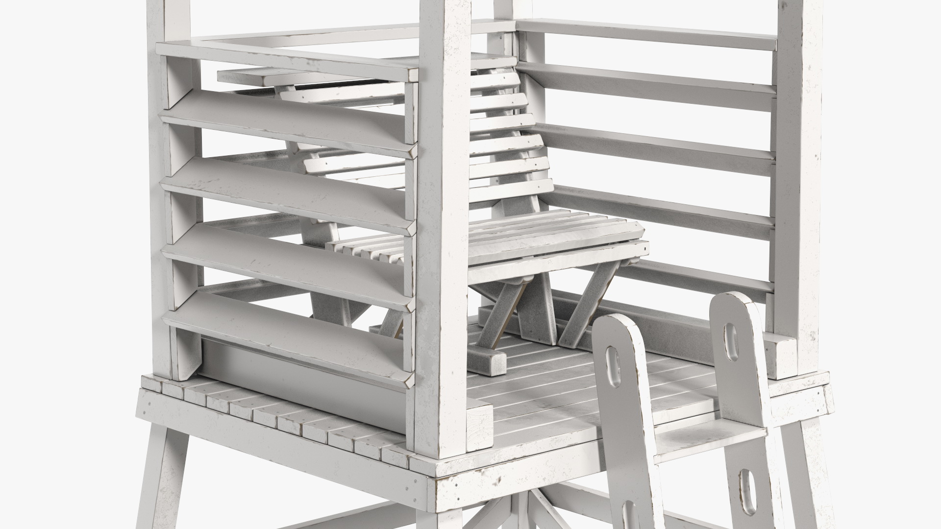 3D model Small Wooden Lifeguard Station White New