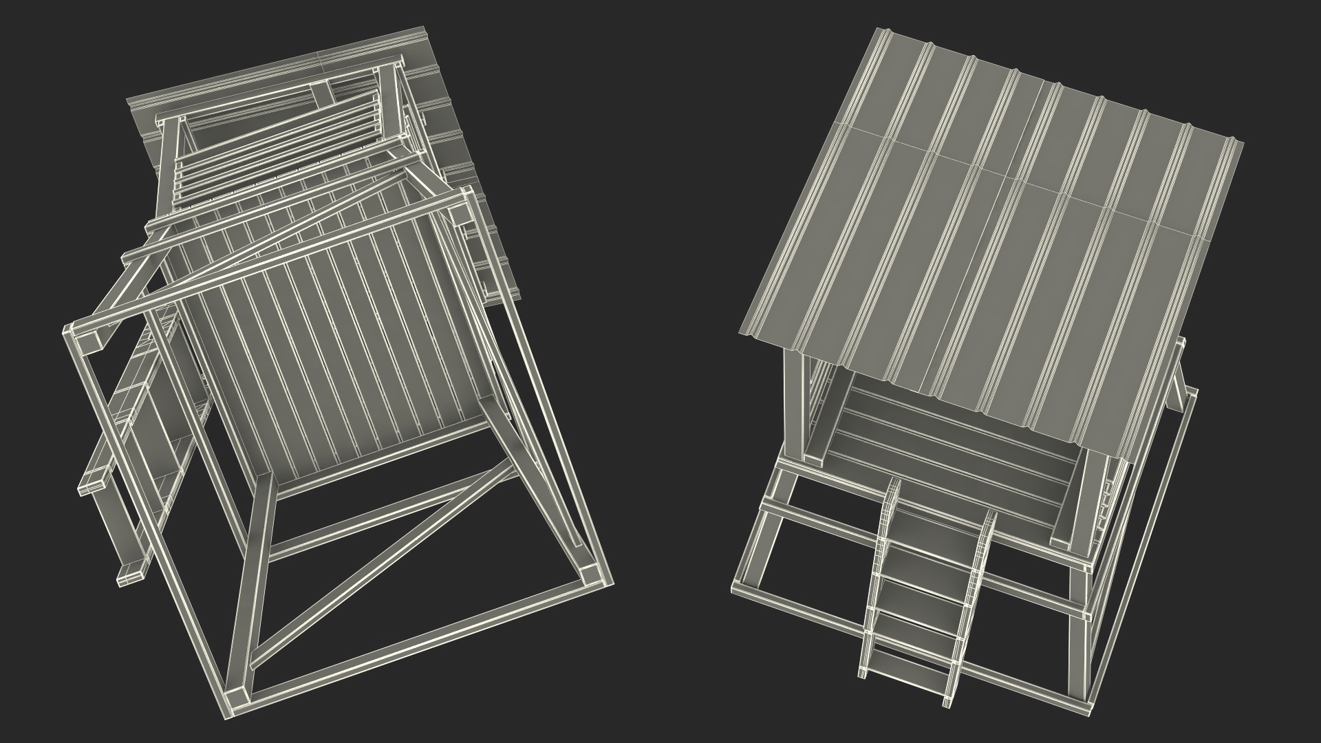 3D model Small Wooden Lifeguard Station White New