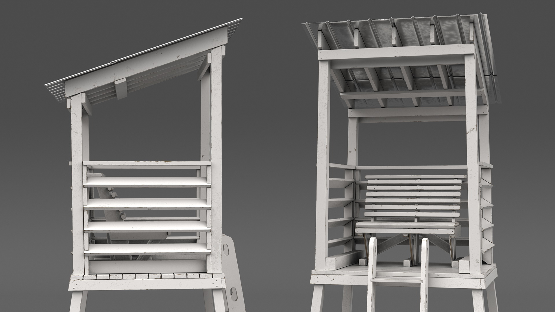 3D model Small Wooden Lifeguard Station White New