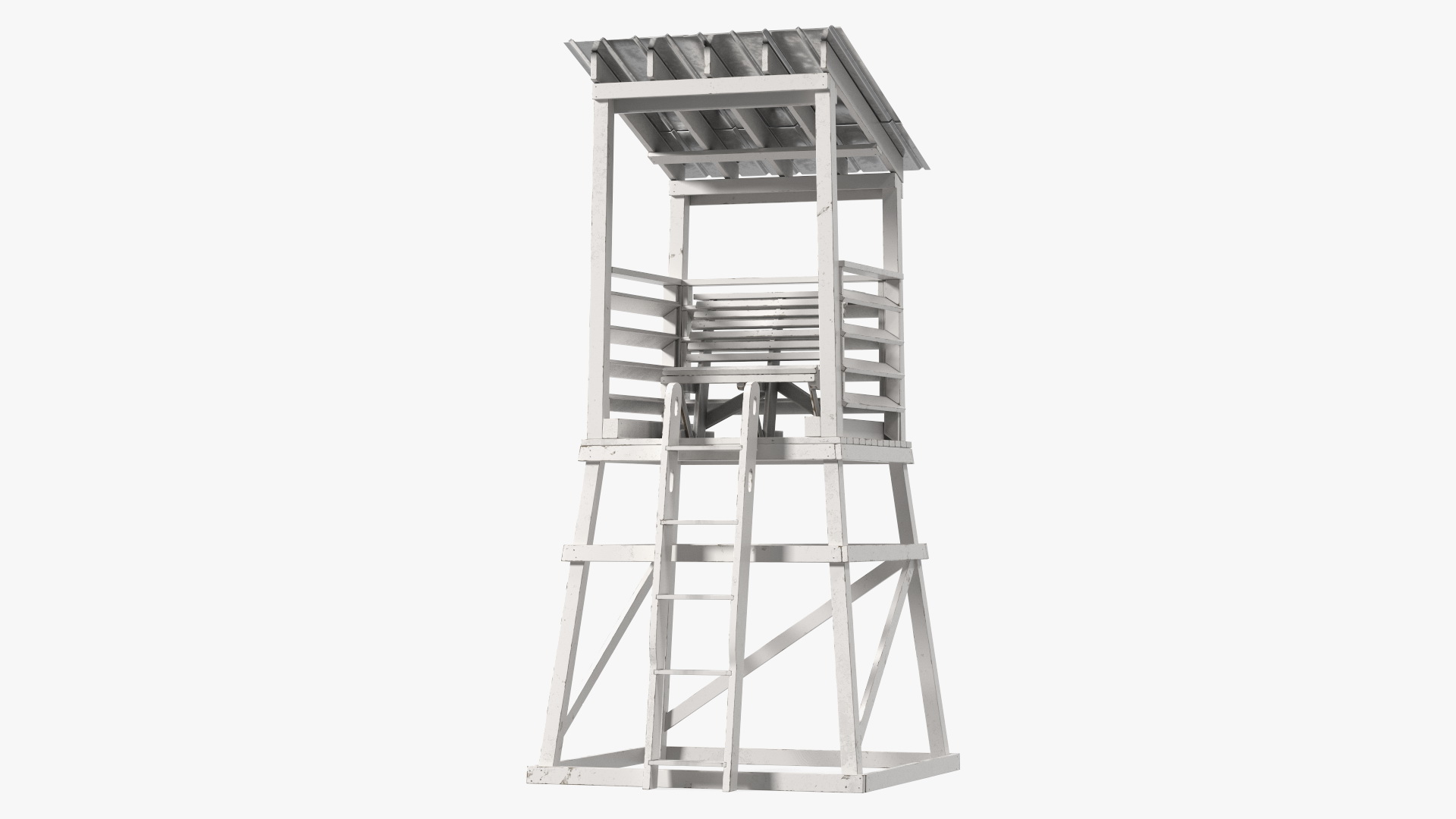 3D model Small Wooden Lifeguard Station White New