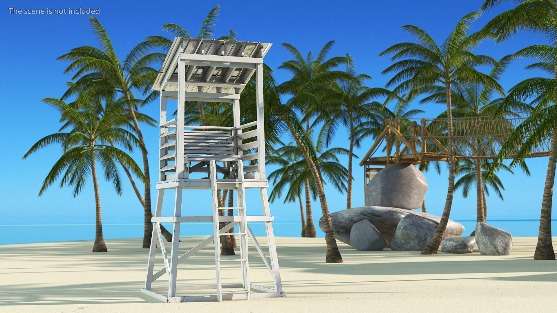 3D model Small Wooden Lifeguard Station White New