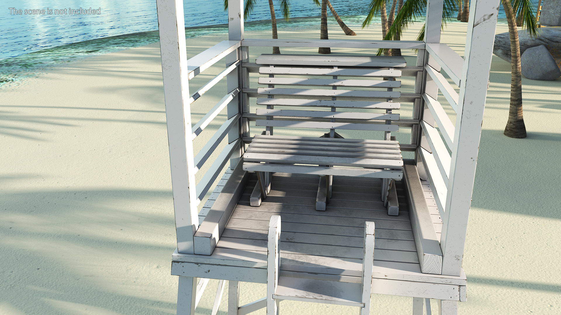 3D model Small Wooden Lifeguard Station White New