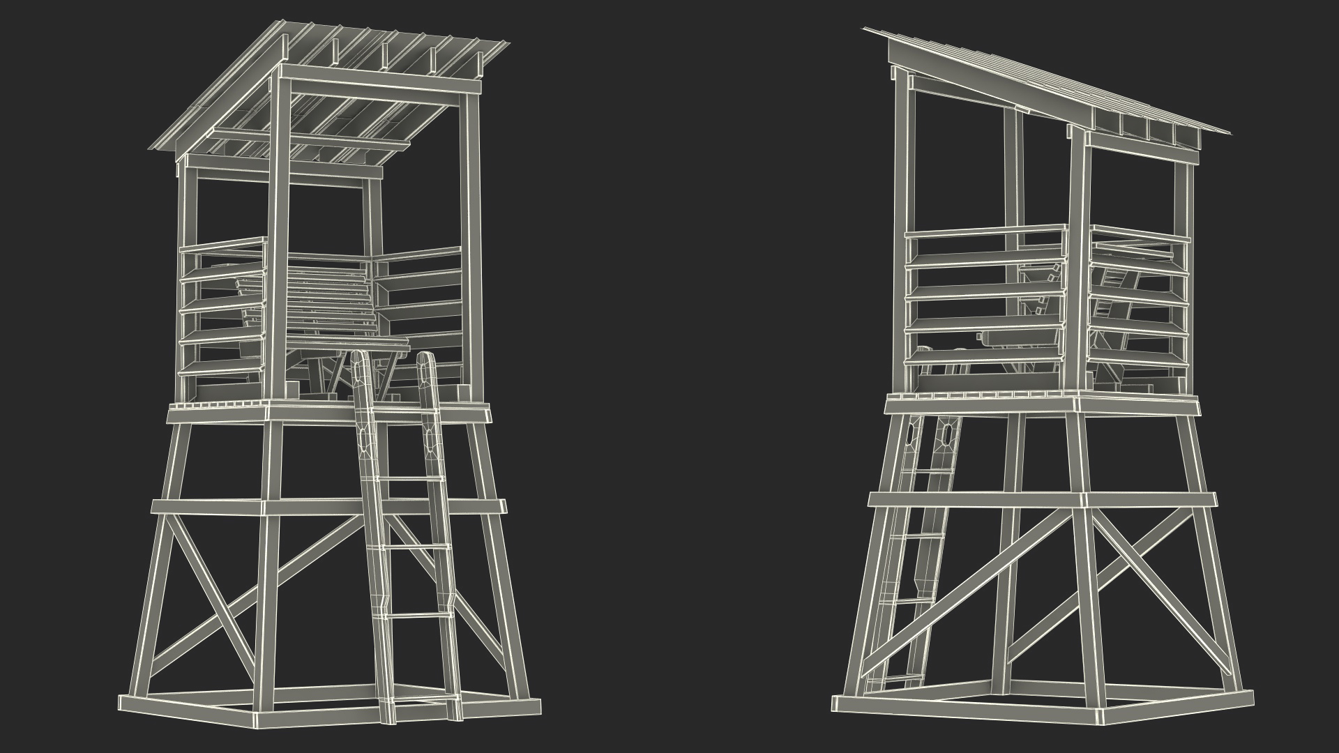 3D model Small Wooden Lifeguard Station White New