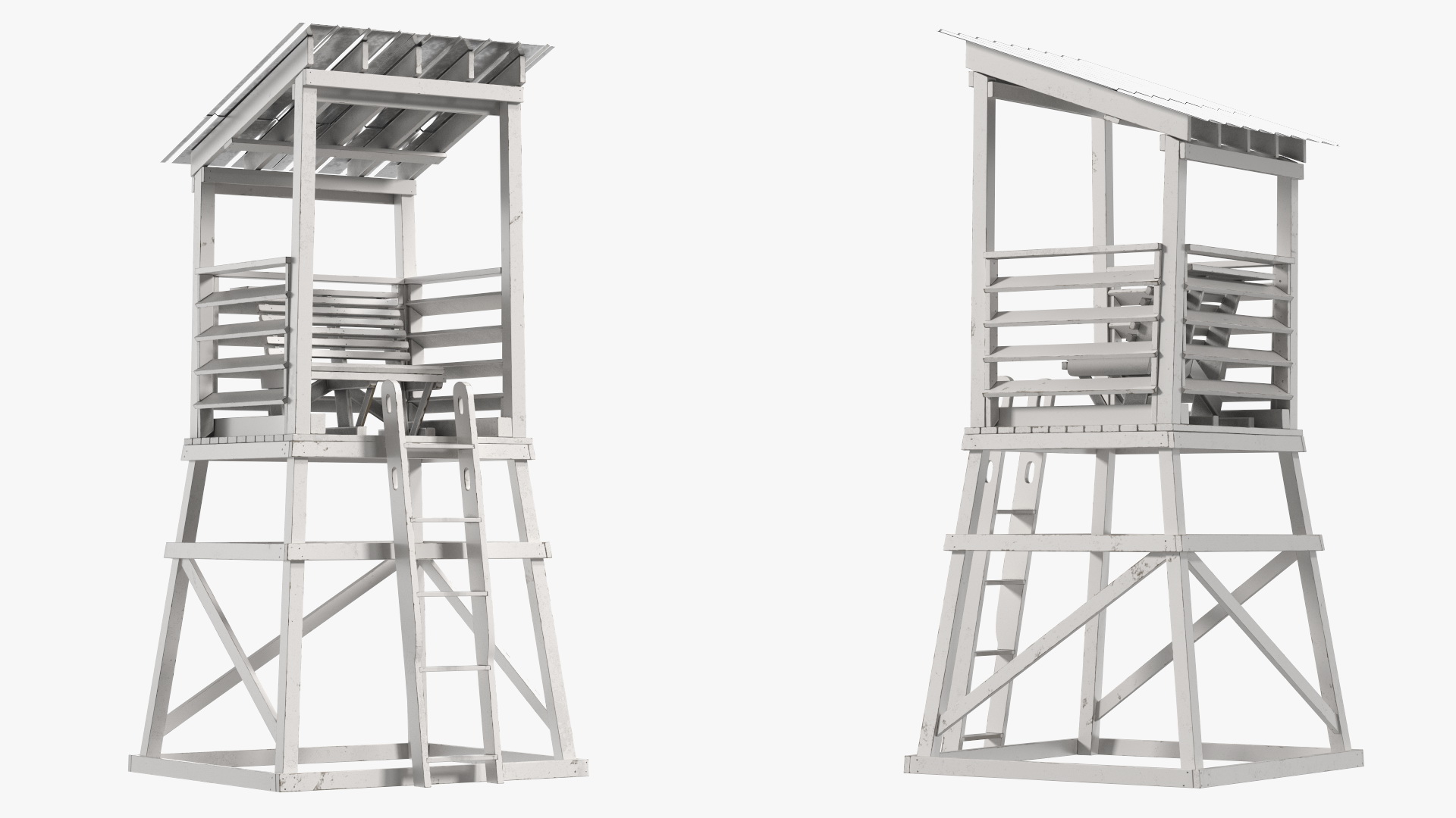 3D model Small Wooden Lifeguard Station White New
