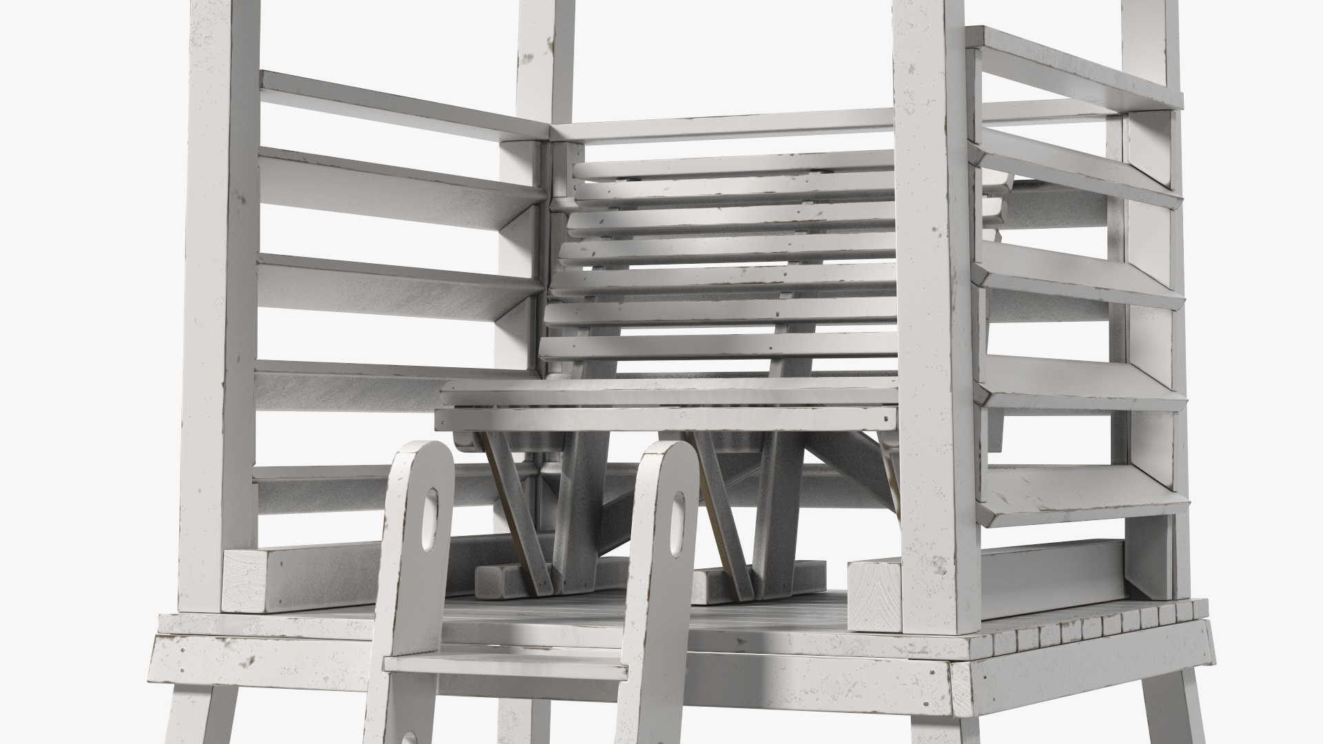 3D model Small Wooden Lifeguard Station White New