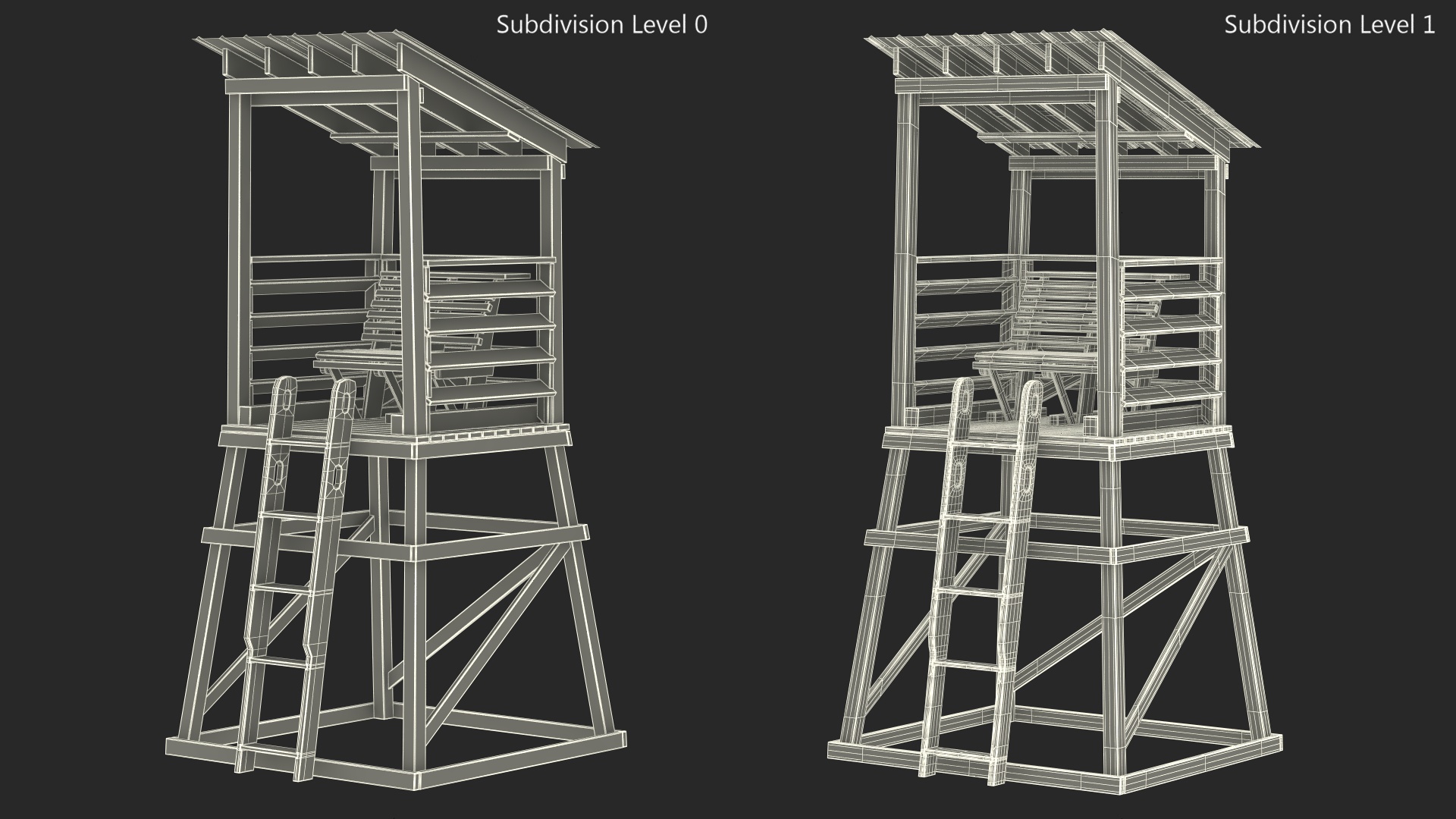 3D model Small Wooden Lifeguard Station White New