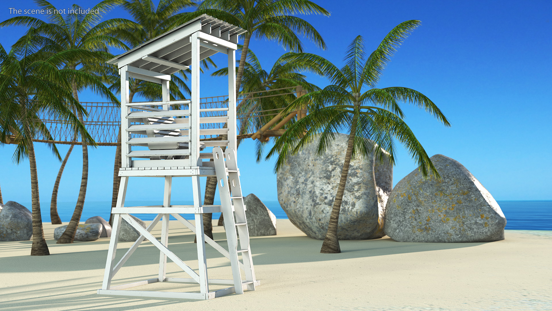 3D model Small Wooden Lifeguard Station White New