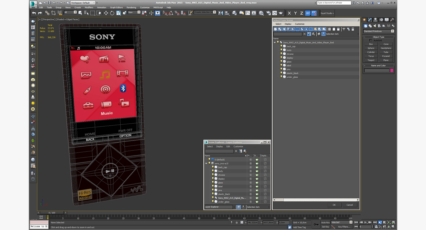 Sony NWZ A15 Digital Music And Video Player Red 3D