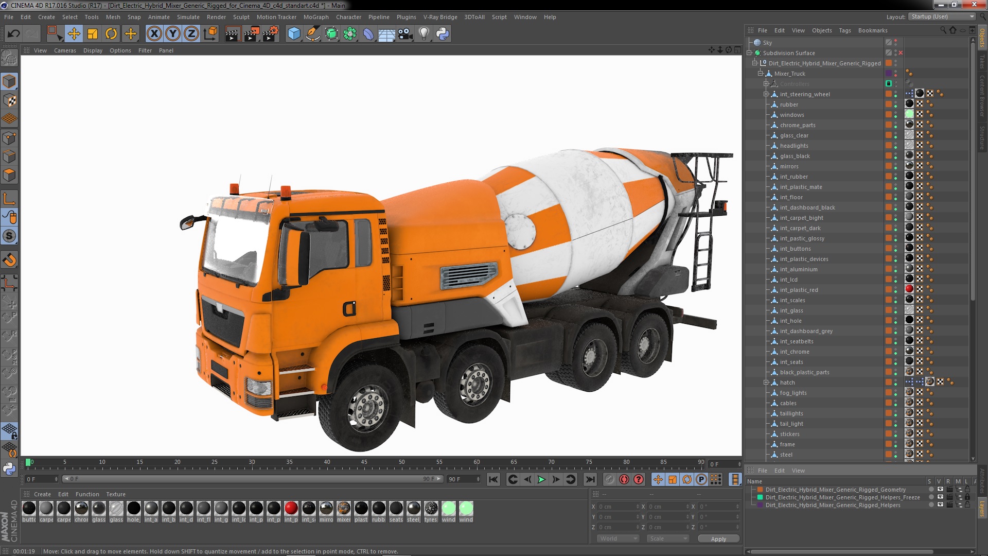 3D model Dirt Electric Hybrid Mixer Generic Rigged for Cinema 4D