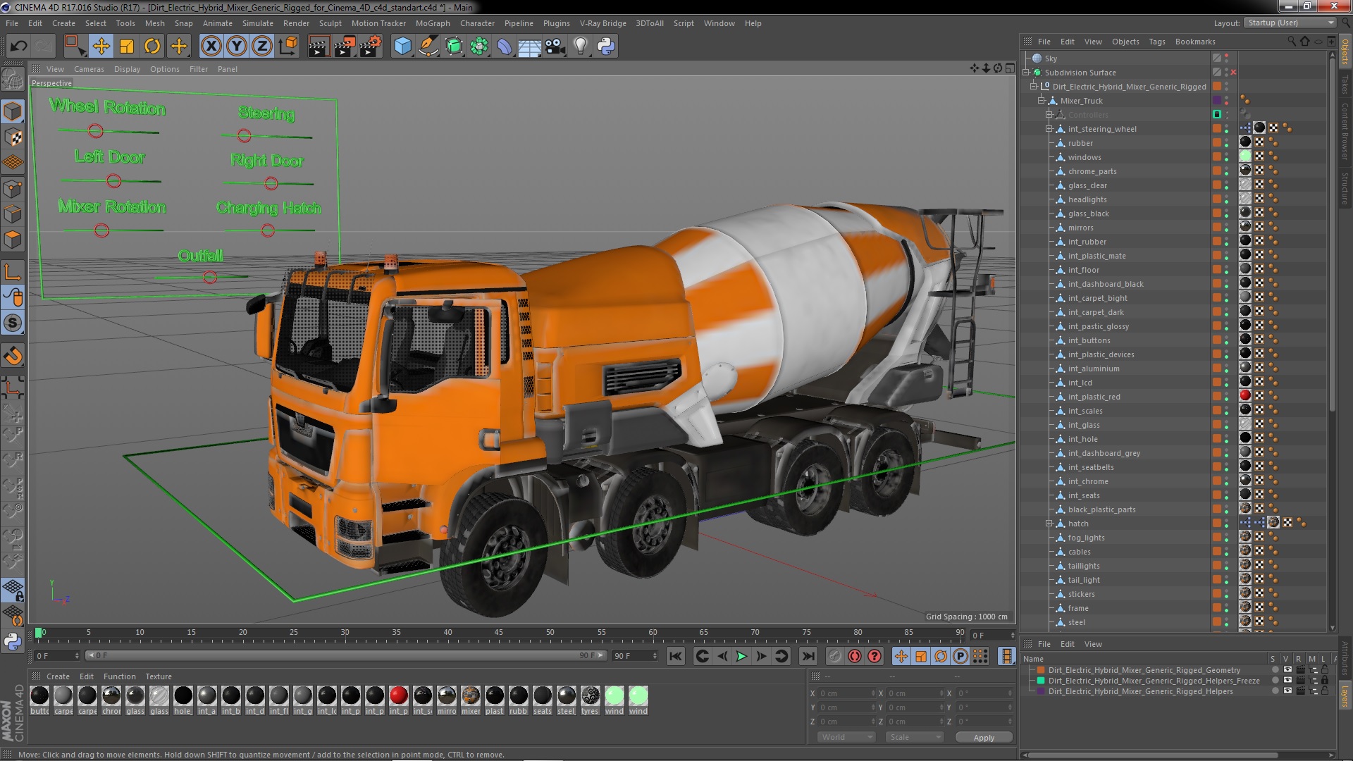 3D model Dirt Electric Hybrid Mixer Generic Rigged for Cinema 4D