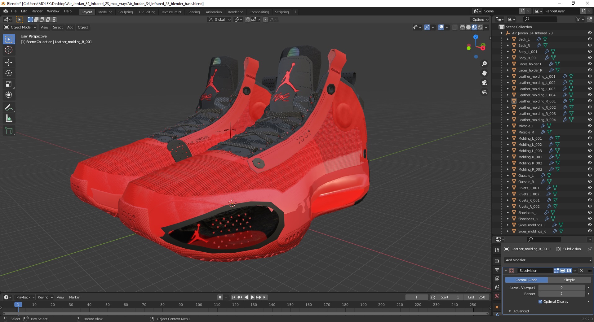 3D model Air Jordan 34 Infrared 23