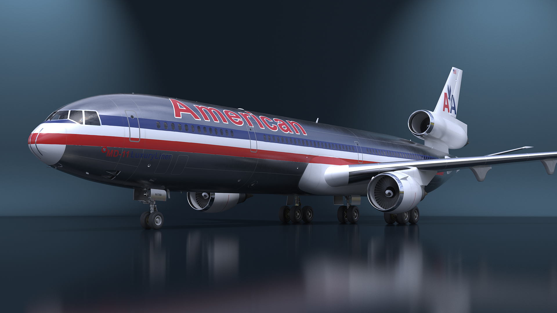 American Airlines MD-11 Luxury Liner Aircraft Rigged 3D
