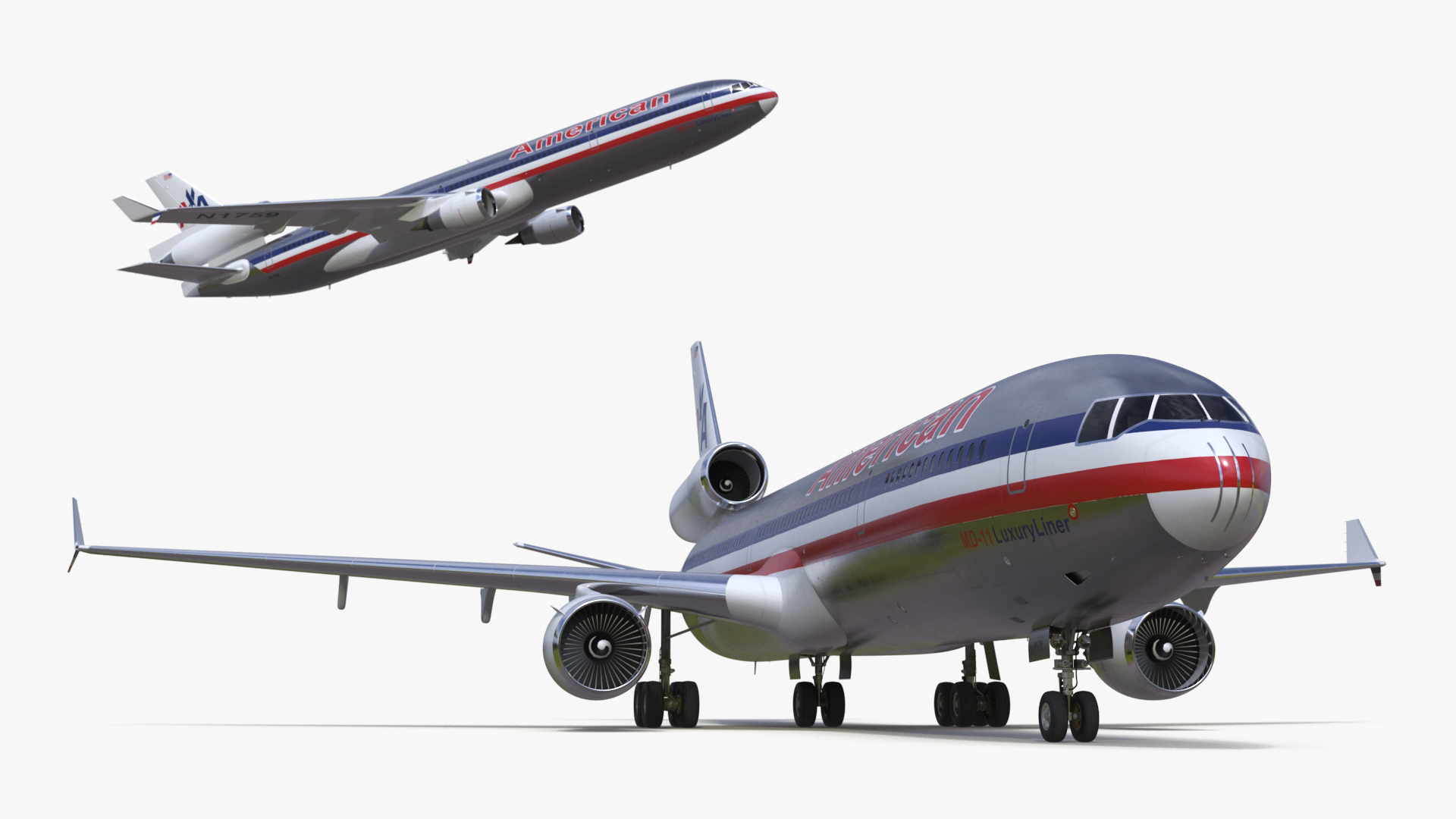 American Airlines MD-11 Luxury Liner Aircraft Rigged 3D