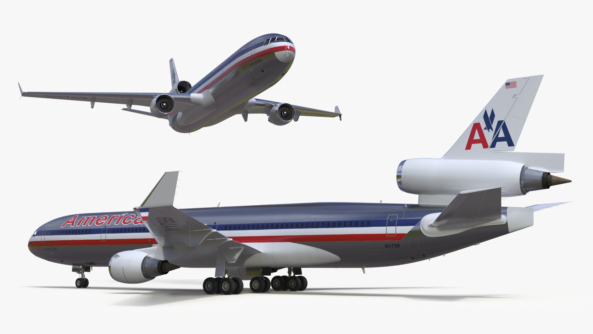 American Airlines MD-11 Luxury Liner Aircraft Rigged 3D