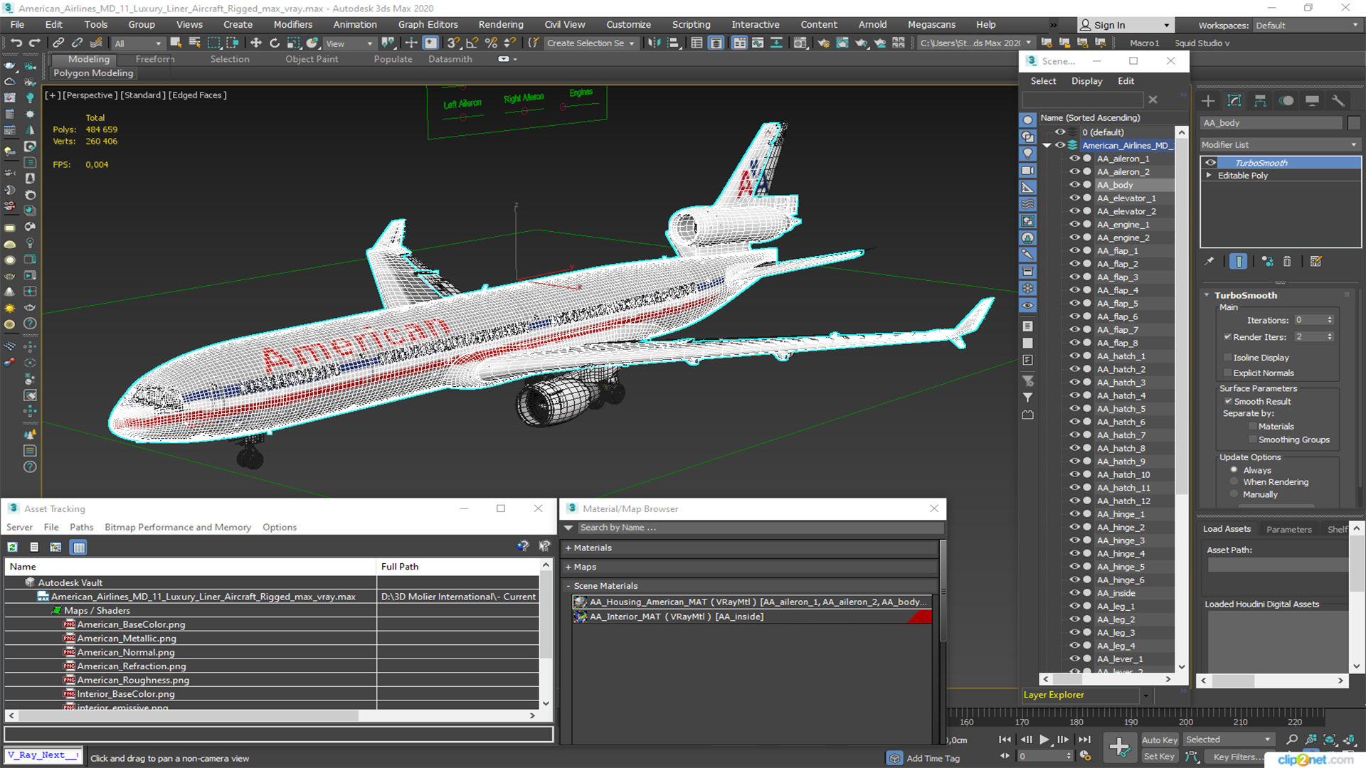 American Airlines MD-11 Luxury Liner Aircraft Rigged 3D