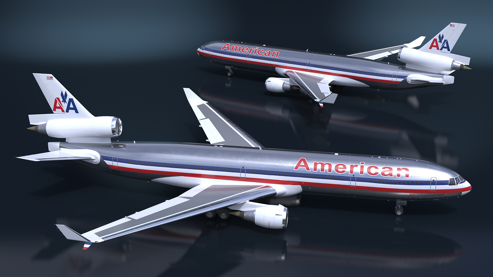 American Airlines MD-11 Luxury Liner Aircraft Rigged 3D