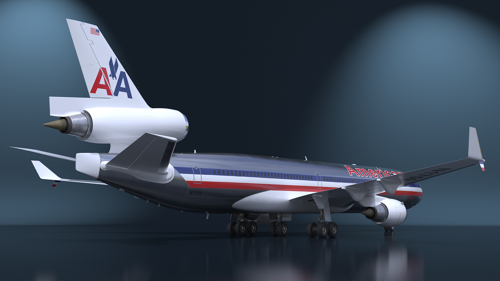 American Airlines MD-11 Luxury Liner Aircraft Rigged 3D