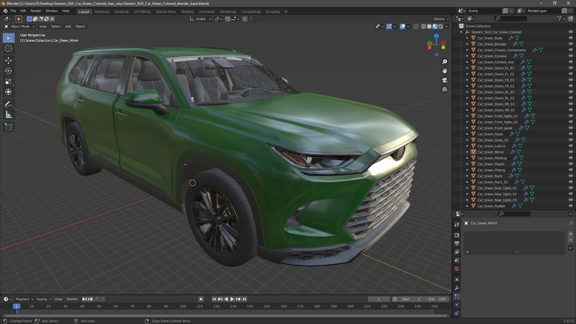 Generic SUV Car Green Colored 3D model