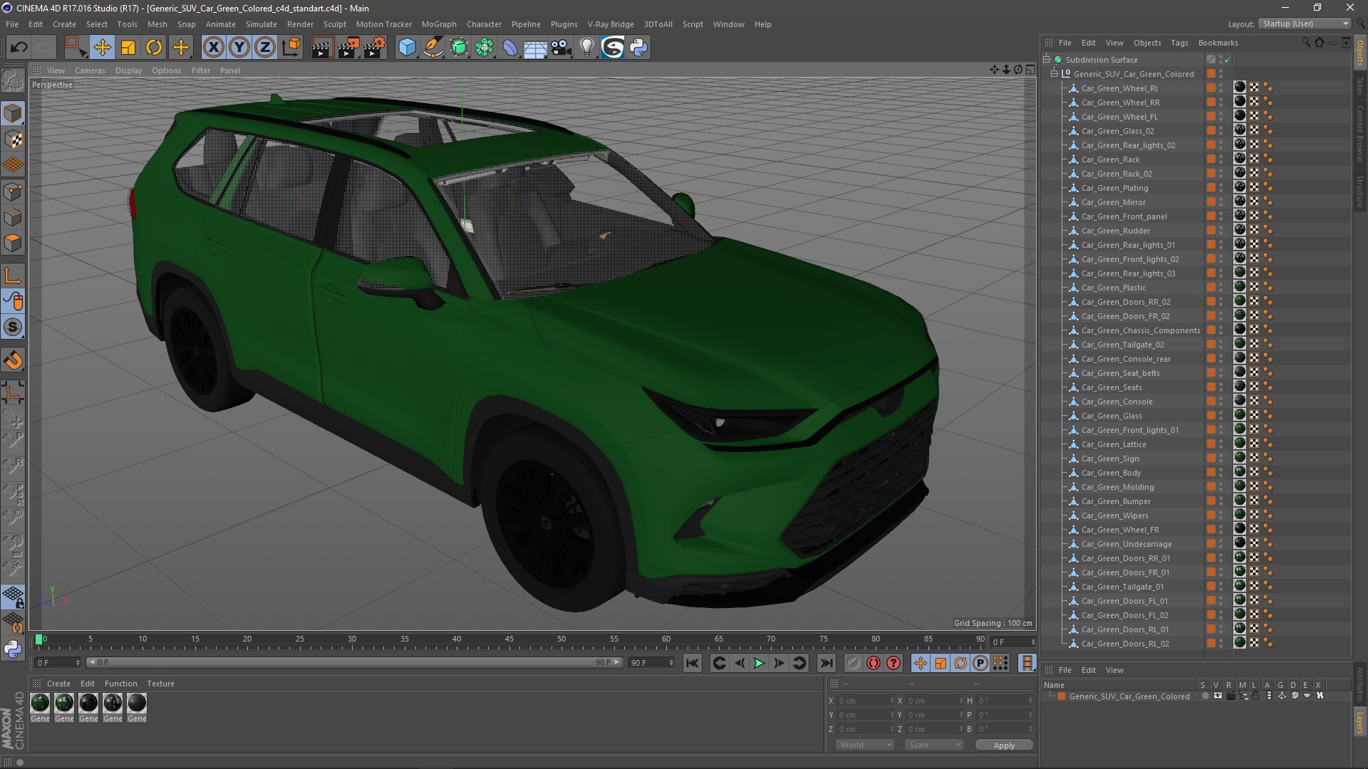 Generic SUV Car Green Colored 3D model