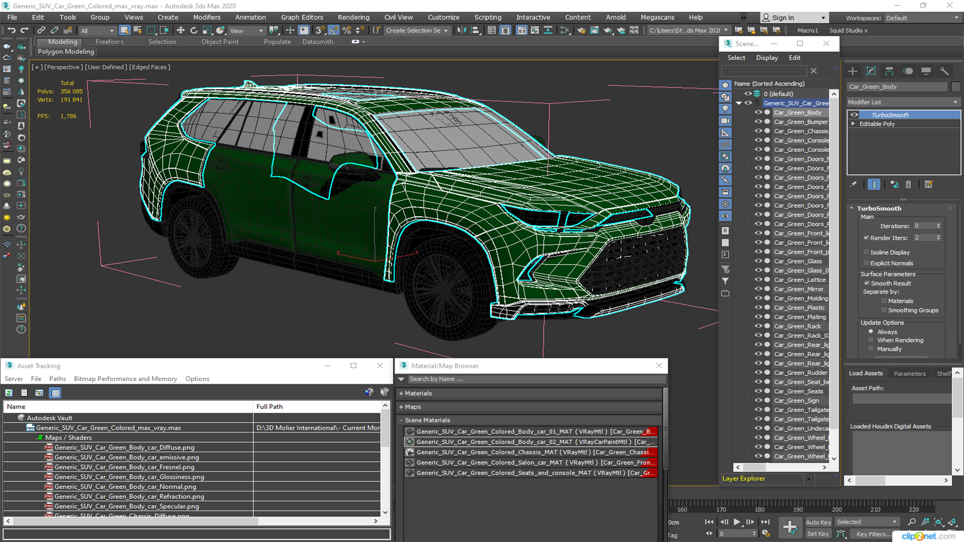 Generic SUV Car Green Colored 3D model
