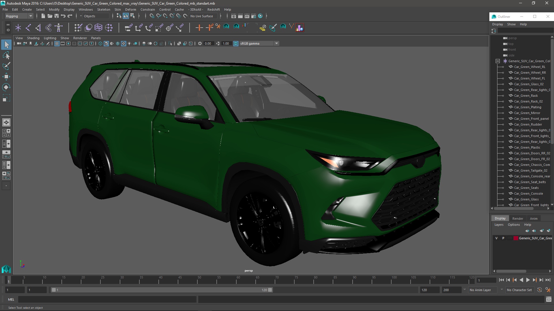 Generic SUV Car Green Colored 3D model