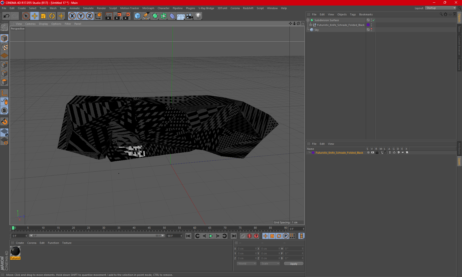 Futuristic Knife Schrade Folded Black 3D