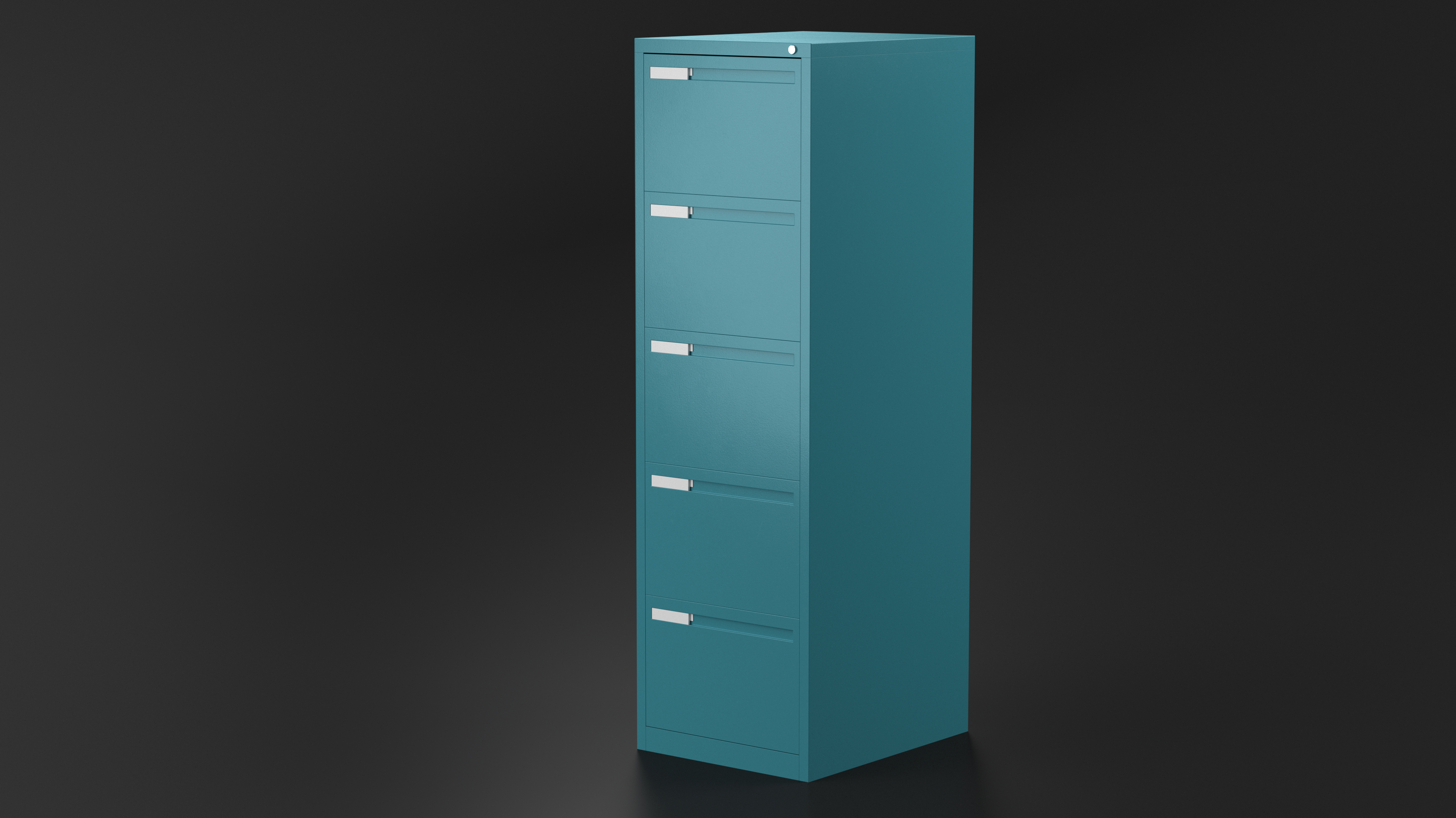 3D Filing Cabinet 5 Drawer Blue model