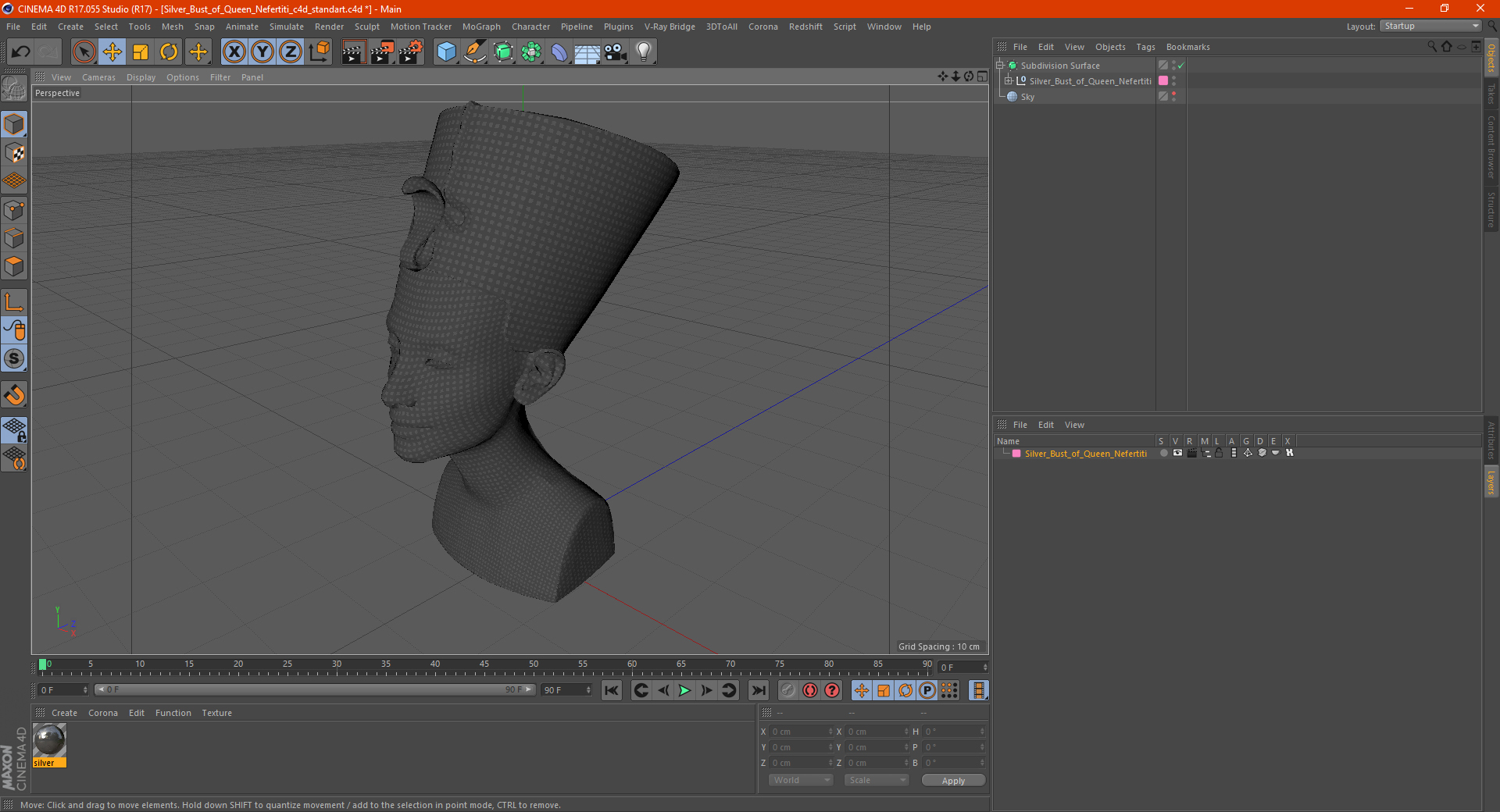 3D model Silver Bust of Queen Nefertiti