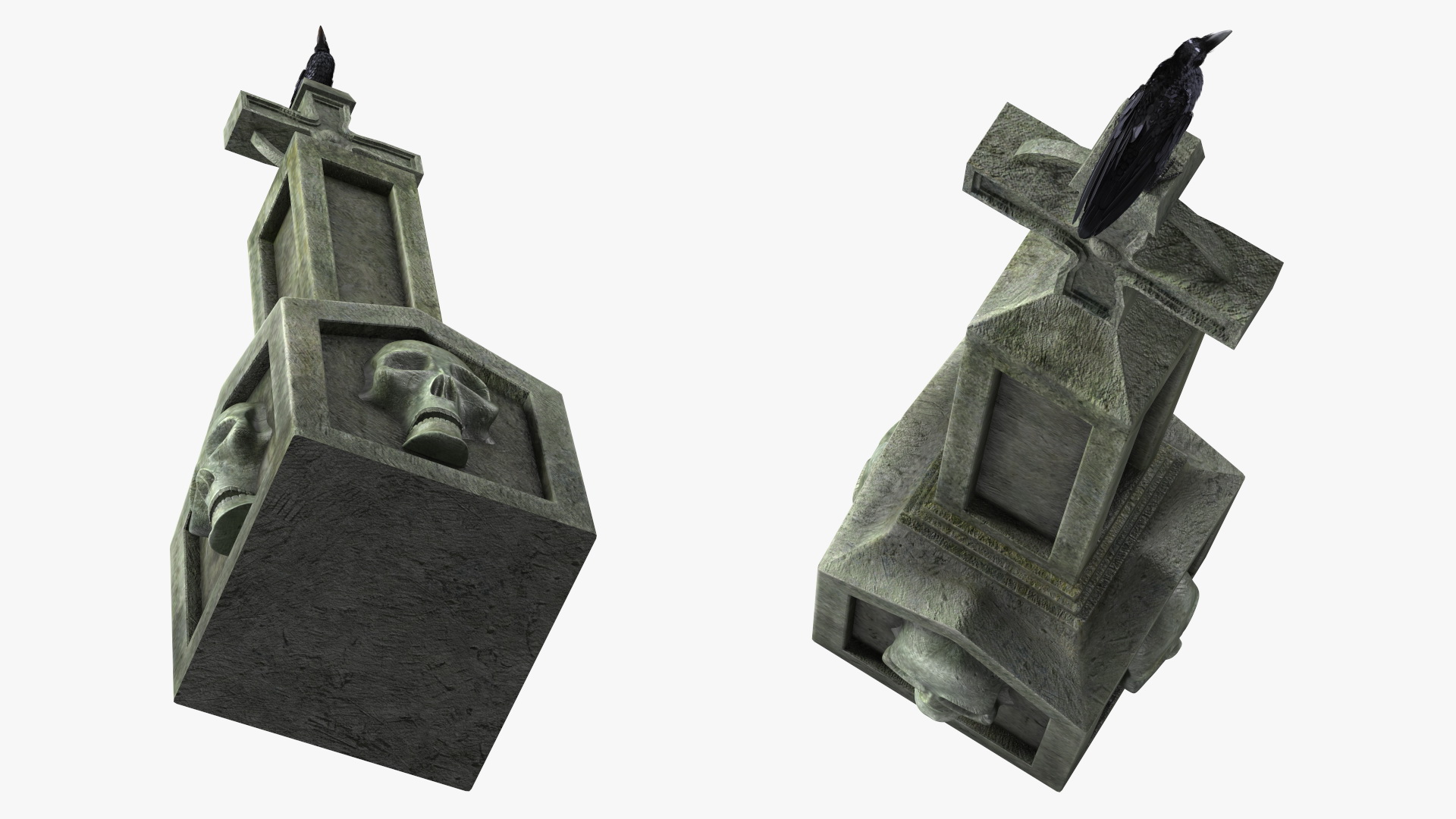 3D Raven on Halloween Tombstone model