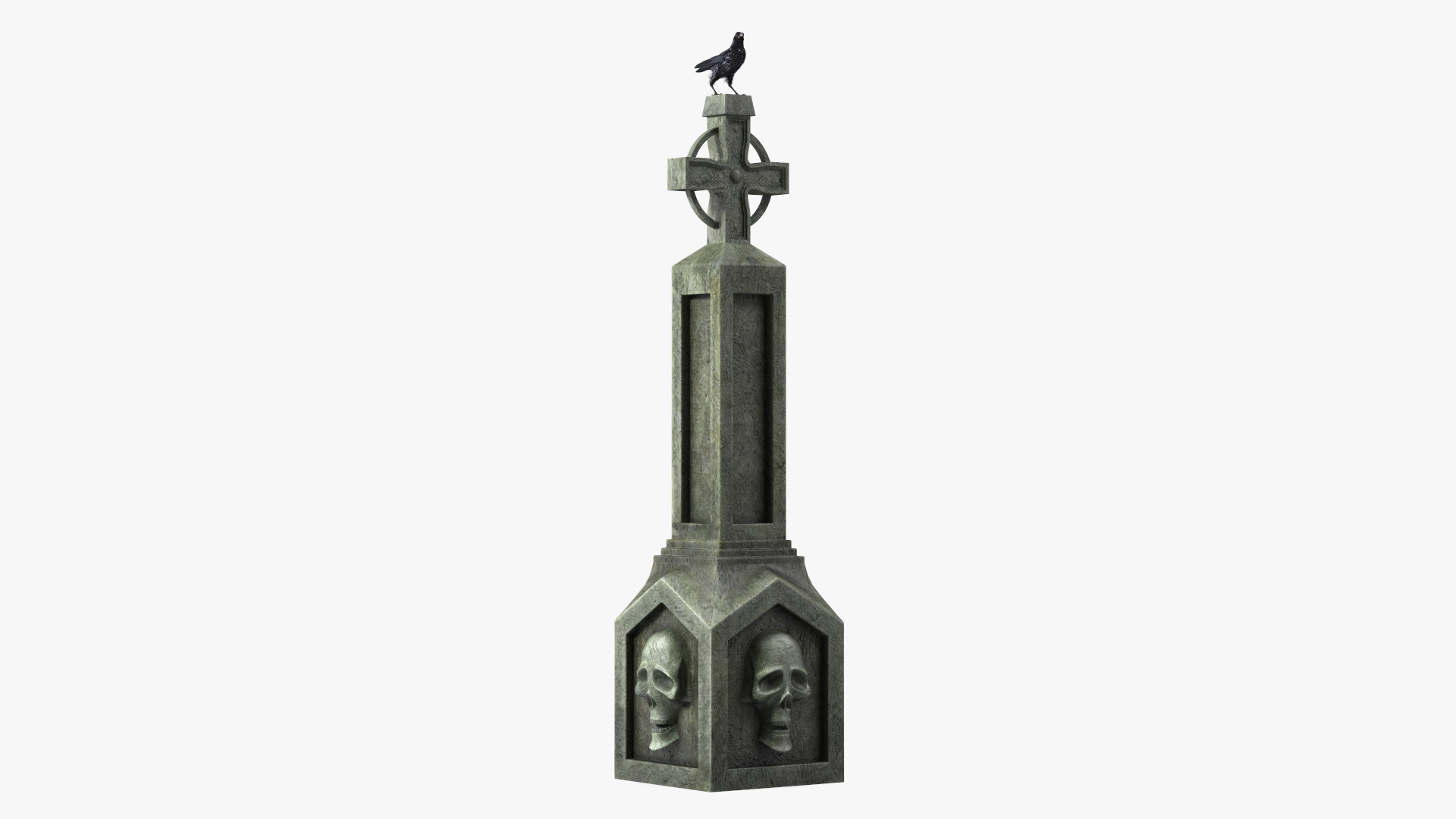 3D Raven on Halloween Tombstone model