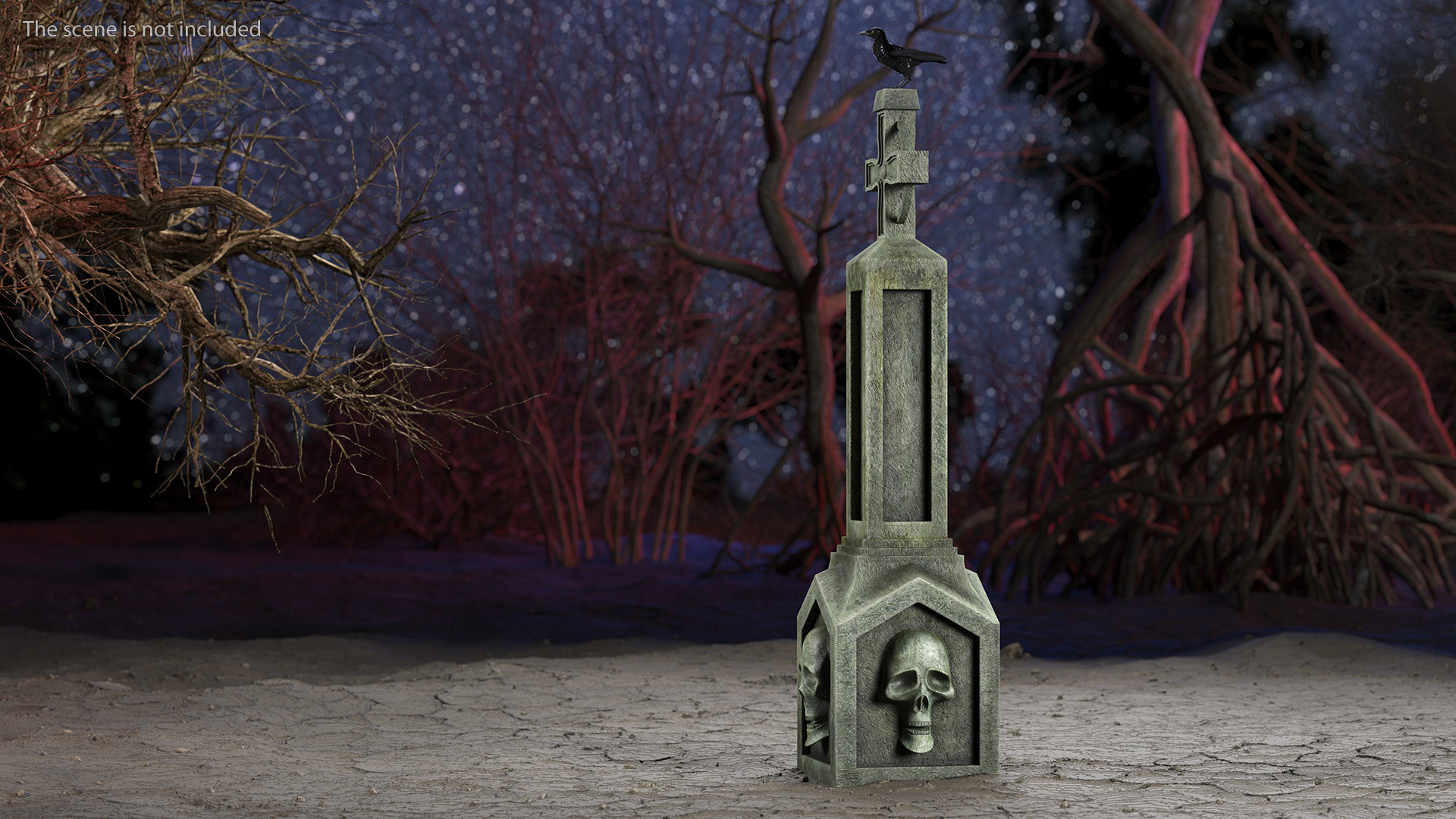 3D Raven on Halloween Tombstone model