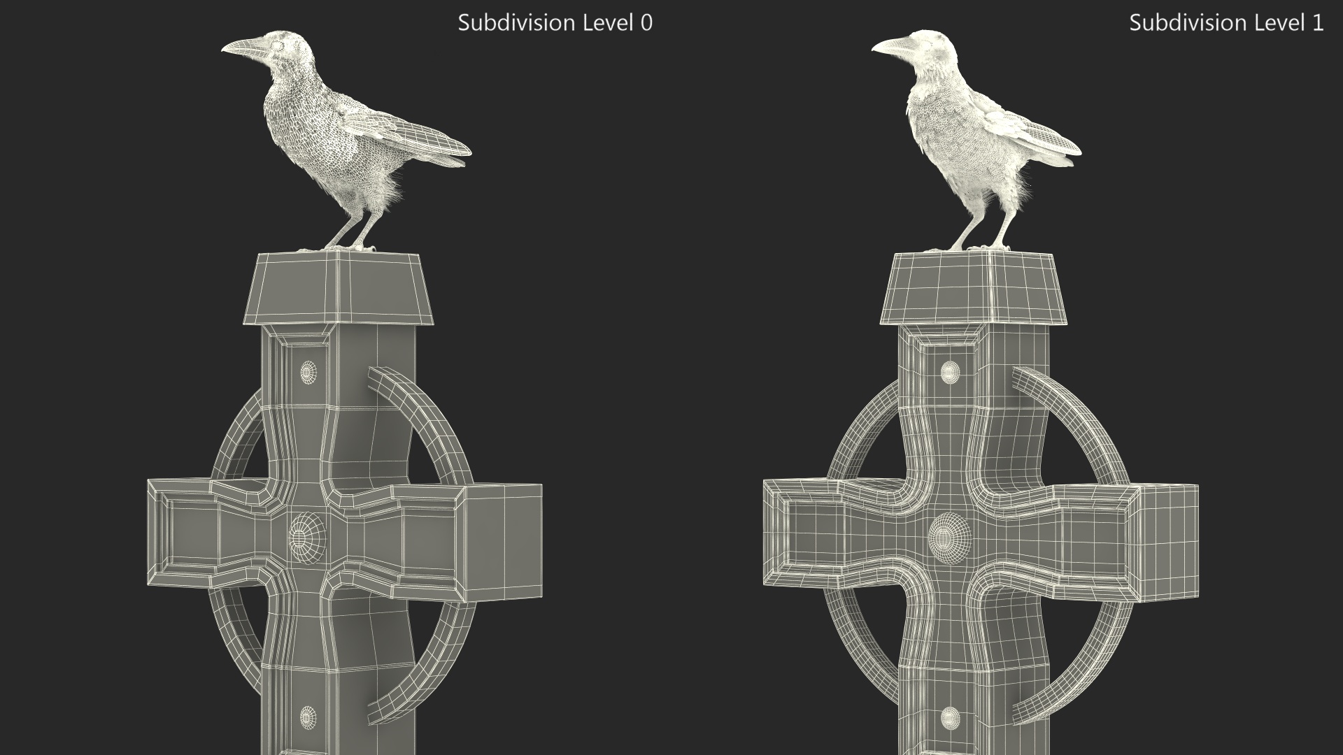 3D Raven on Halloween Tombstone model
