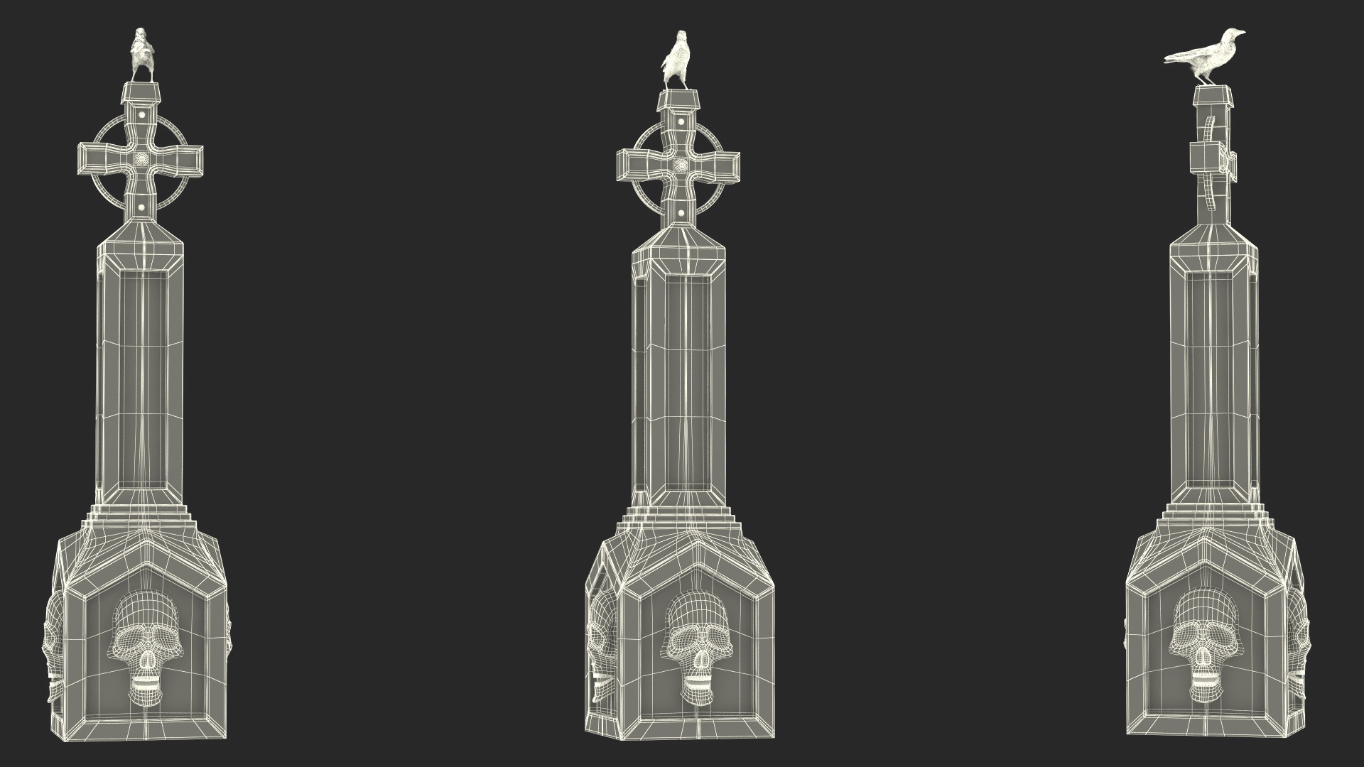 3D Raven on Halloween Tombstone model